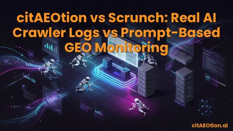 citAEOtion vs Scrunch: Real AI Crawler Logs vs Prompt-Based GEO Monitoring